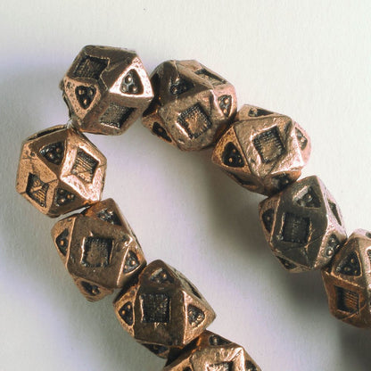 Pewter Beads, Copper Plated - 8" Strand