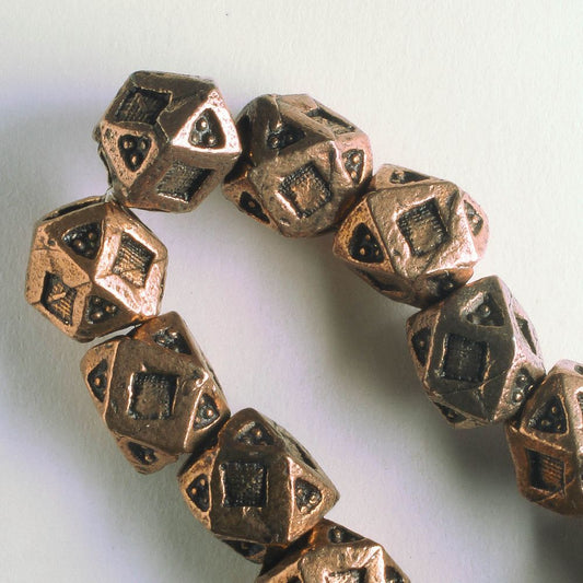 Pewter Beads, Copper Plated - 8" Strand