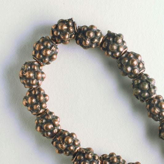 Pewter Beads, Copper Plated - 8" Strand