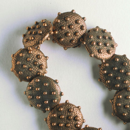 Pewter Beads, Copper Plated - 8" Strand