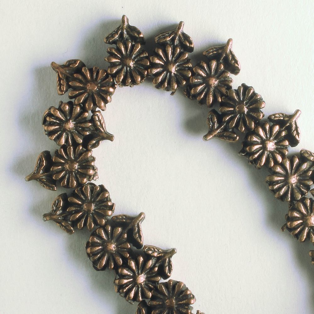 Pewter Beads, Copper Plated - 8" Strand