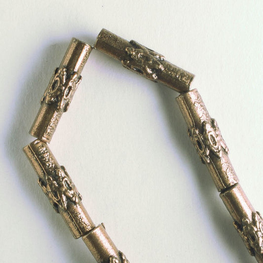 Pewter Beads, Copper Plated - 8" Strand