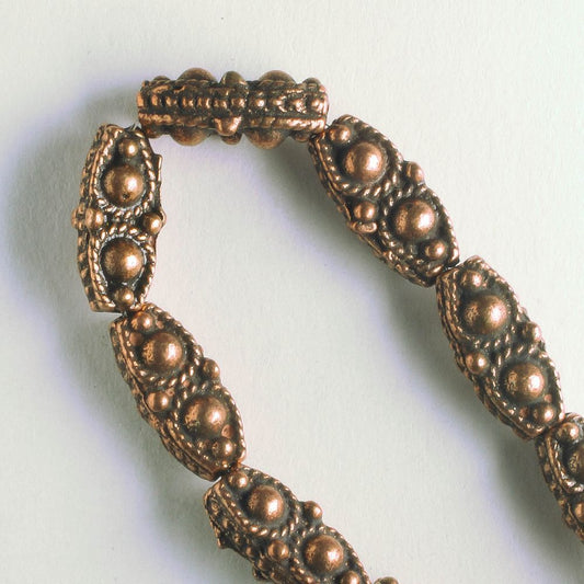 Pewter Beads, Copper Plated - 8" Strand