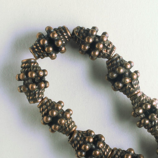 Pewter Beads, Copper Plated - 8" Strand