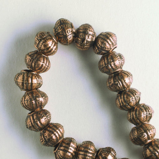 Pewter Beads, Copper Plated - 8" Strand