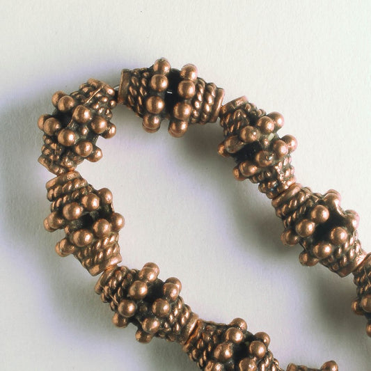 Pewter Beads, Copper Plated - 8" Strand