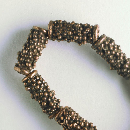 Pewter Beads, Copper Plated - 8" Strand