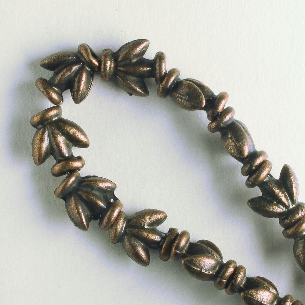 Pewter Beads, Copper Plated - 8" Strand