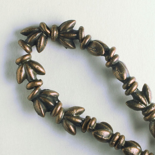 Pewter Beads, Copper Plated - 8" Strand