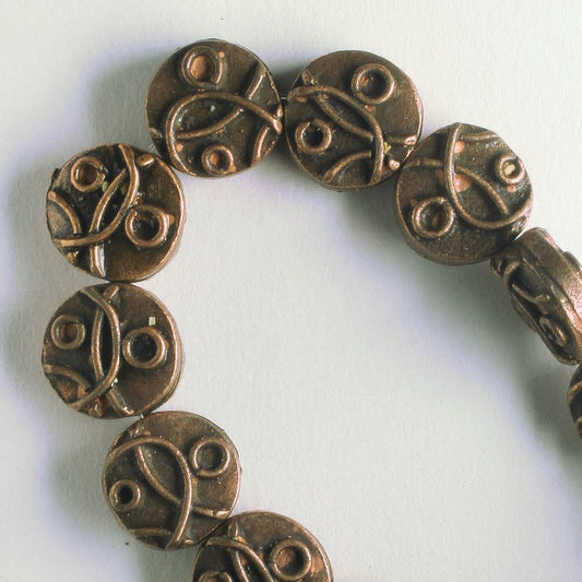 Pewter Beads, Copper Plated - 8" Strand