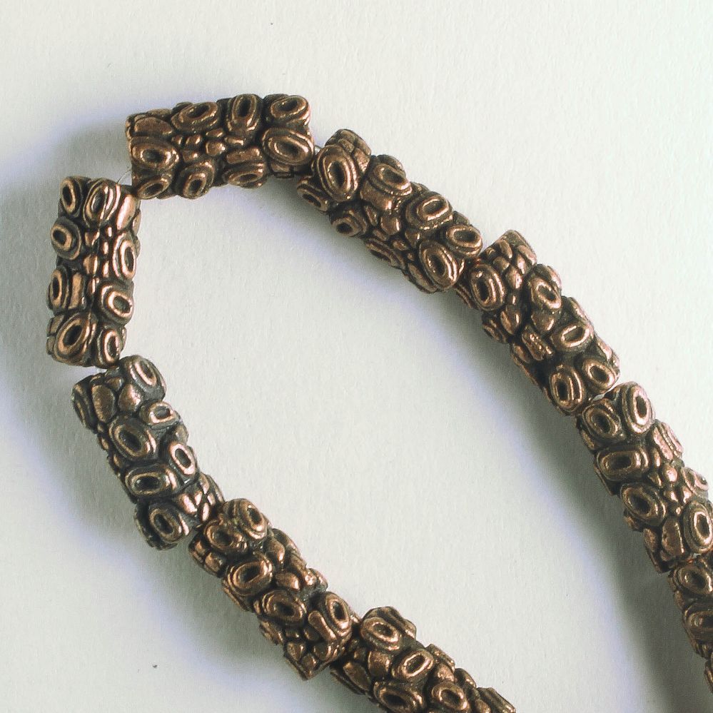 Pewter Beads, Copper Plated - 8" Strand