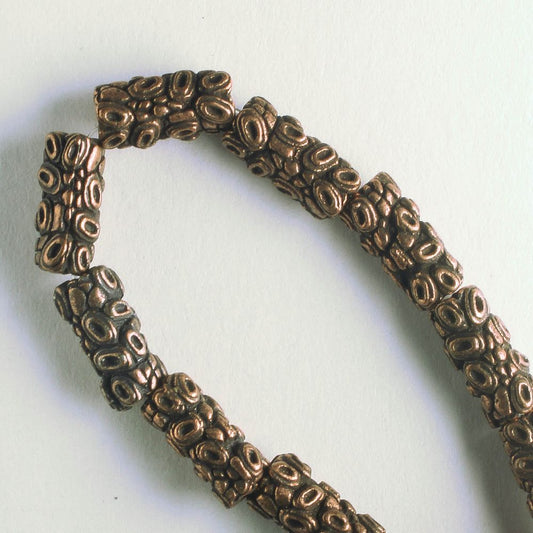 Pewter Beads, Copper Plated - 8" Strand