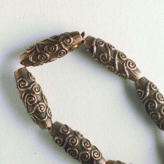 Pewter Beads, Copper Plated - 8" Strand