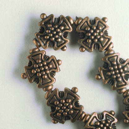 Pewter Beads, Copper Plated - 8" Strand
