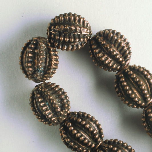 Pewter Beads, Copper Plated - 8" Strand