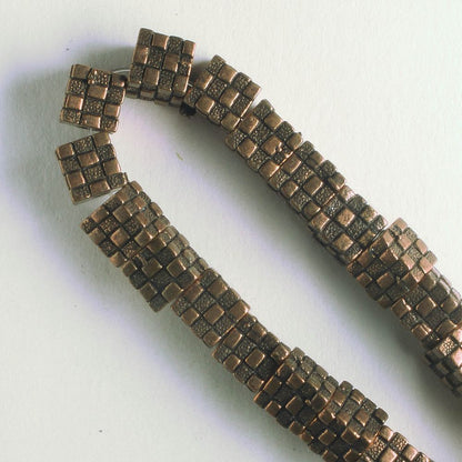 Pewter Beads, Copper Plated - 8" Strand
