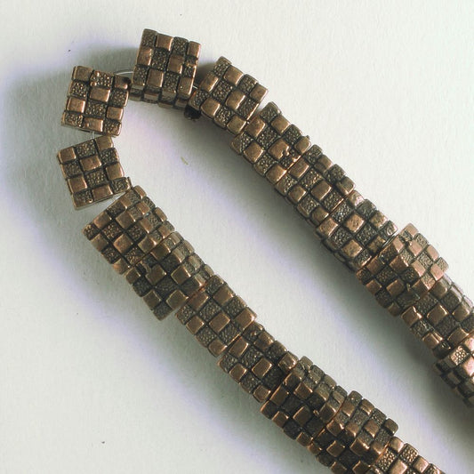 Pewter Beads, Copper Plated - 8" Strand