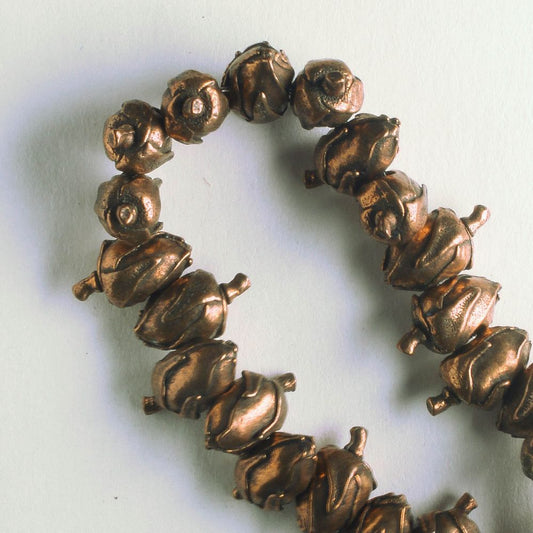 Pewter Beads, Copper Plated - 8" Strand