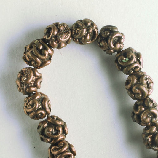 Pewter Beads, Copper Plated - 8" Strand