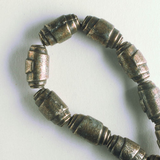 Pewter Beads, Brass Plated - 8" Strand