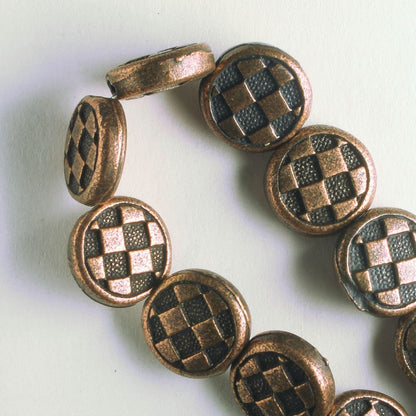 Pewter Beads, Copper Plated - 8" Strand