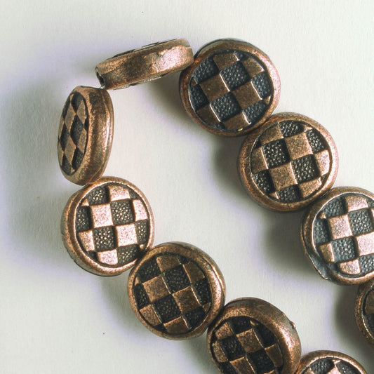 Pewter Beads, Copper Plated - 8" Strand