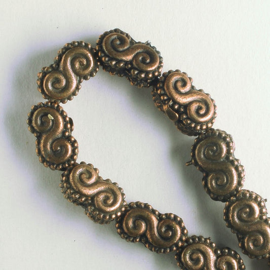 Pewter Beads, Copper Plated - 8" Strand