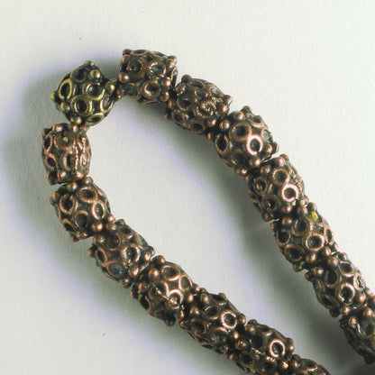 Pewter Beads, Copper Plated - 8" Strand