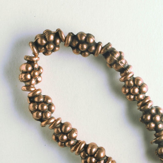 Pewter Beads, Copper Plated - 8" Strand