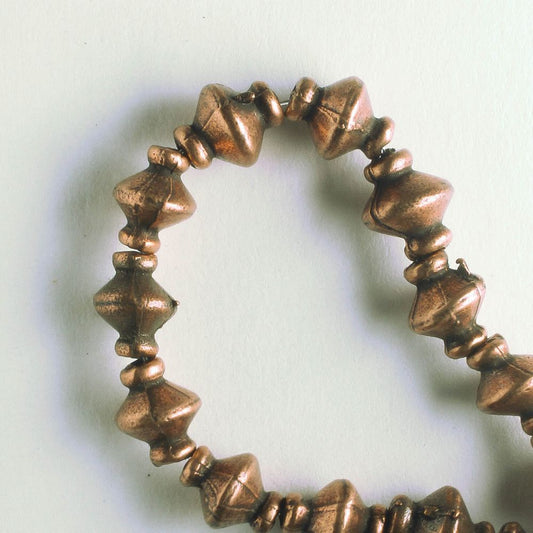 Pewter Beads, Copper Plated - 8" Strand