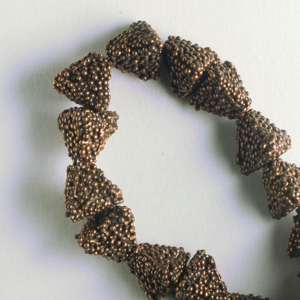 Pewter Beads, Copper Plated - 8" Strand