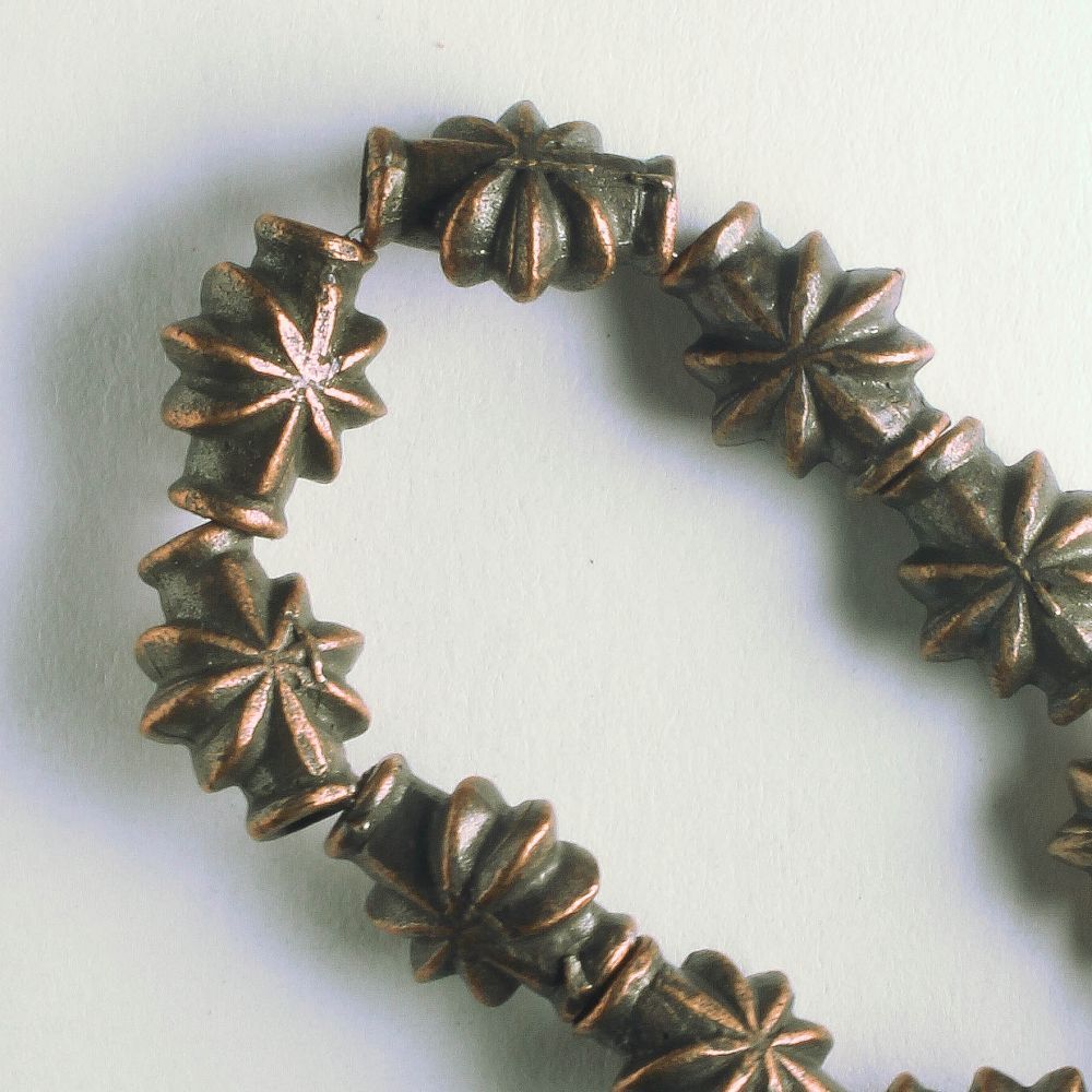 Pewter Beads, Copper Plated - 8" Strand