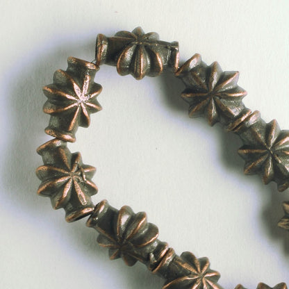 Pewter Beads, Copper Plated - 8" Strand