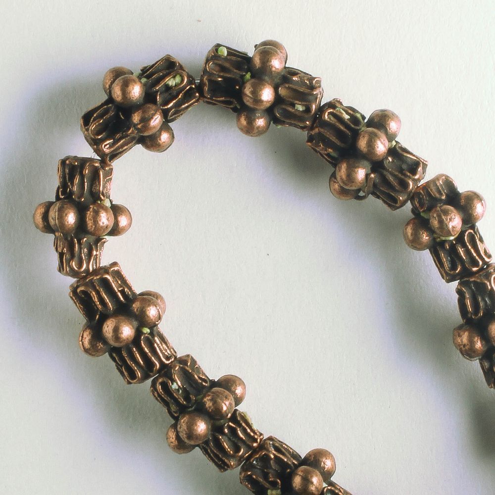 Pewter Beads, Copper Plated - 8" Strand