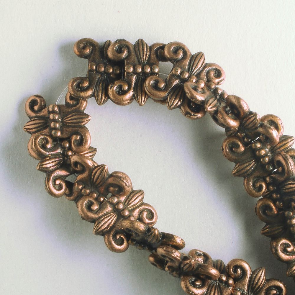 Pewter Beads, Copper Plated - 8" Strand