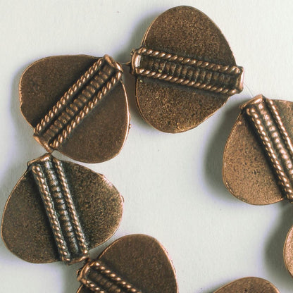 Pewter Beads, Copper Plated - 8" Strand