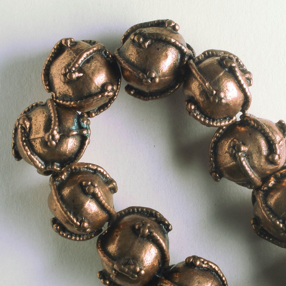 Pewter Beads, Copper Plated - 8" Strand