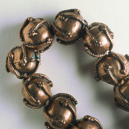 Pewter Beads, Copper Plated - 8" Strand