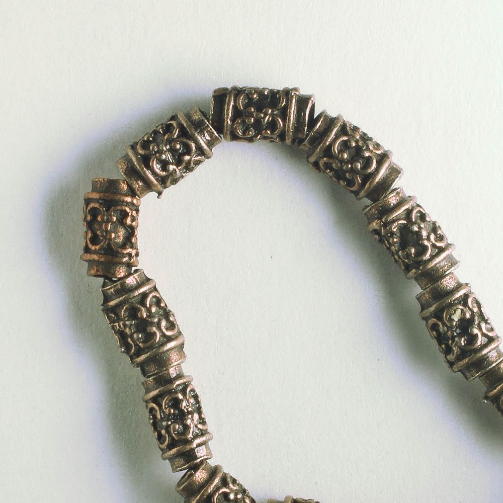 Pewter Beads, Copper Plated - 8" Strand