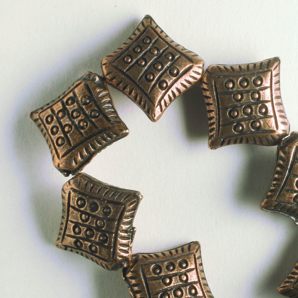 Pewter Beads, Copper Plated - 8" Strand