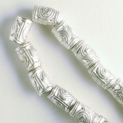 Pewter Beads, Silver Plated - 8" Strand