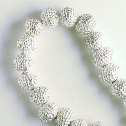 Pewter Beads, Silver Plated - 8" Strand