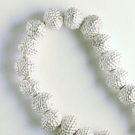 Pewter Beads, Silver Plated - 8" Strand