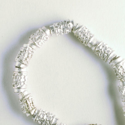 Pewter Beads, Silver Plated - 8" Strand