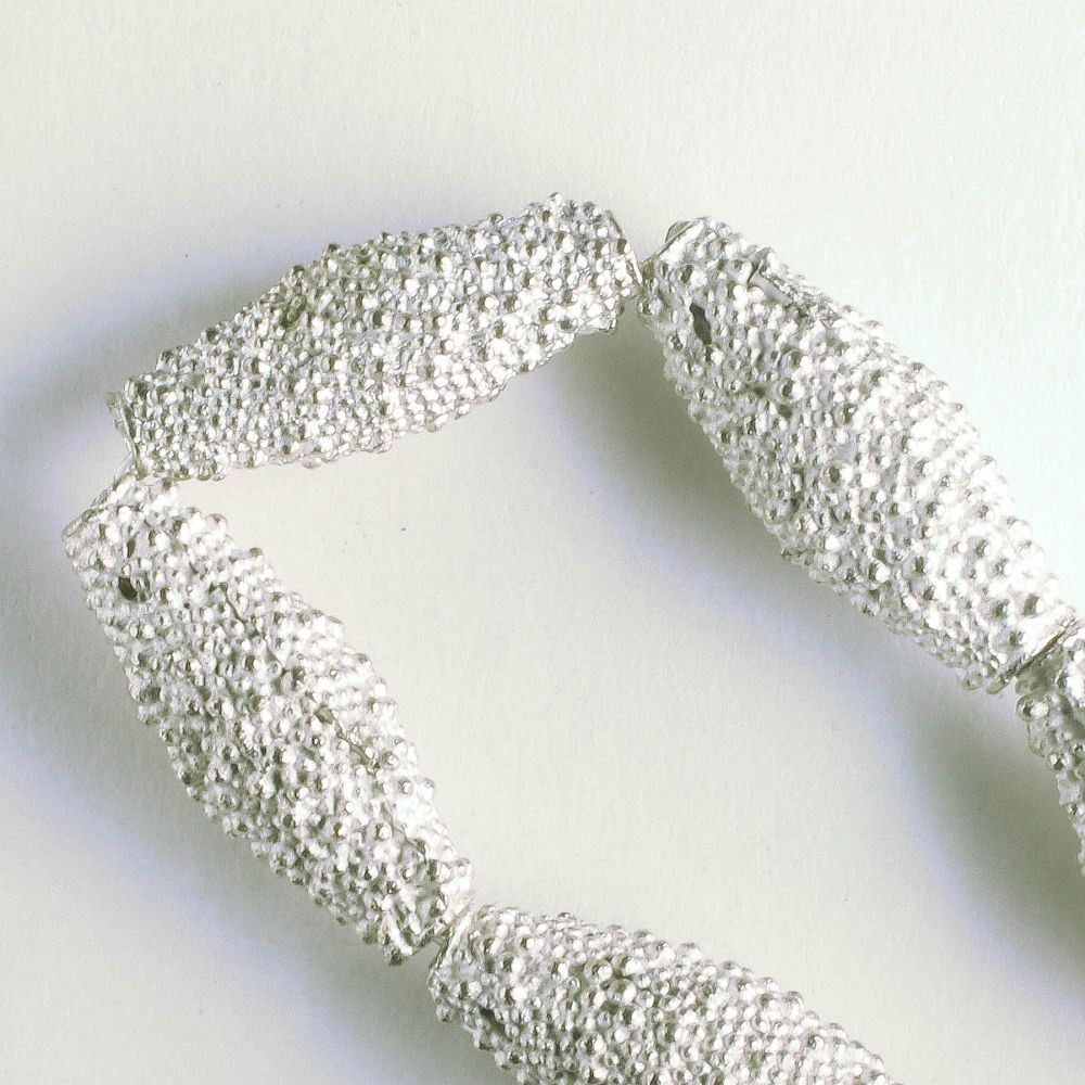 Pewter Beads, Silver Plated - 8" Strand