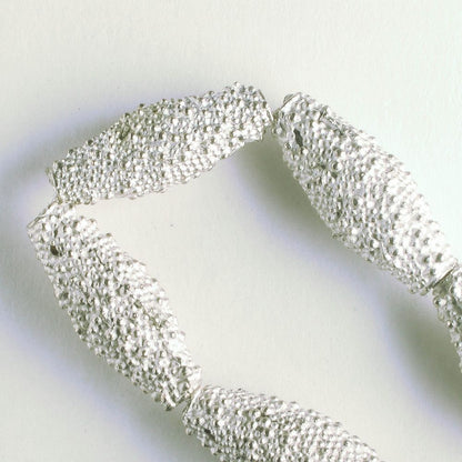 Pewter Beads, Silver Plated - 8" Strand