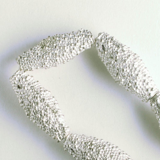 Pewter Beads, Silver Plated - 8" Strand