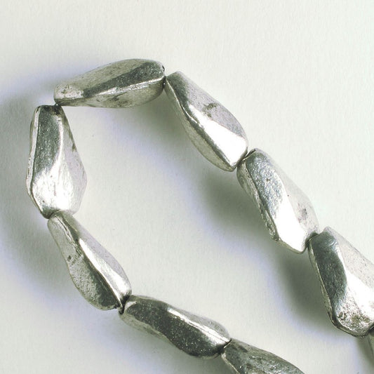 Pewter Beads, Silver Plated - 8" Strand