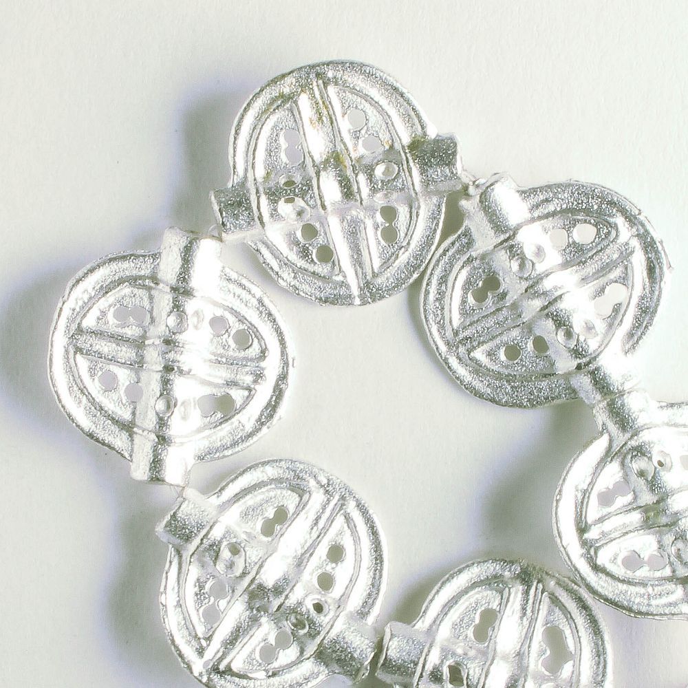 Pewter Beads, Silver Plated - 8" Strand