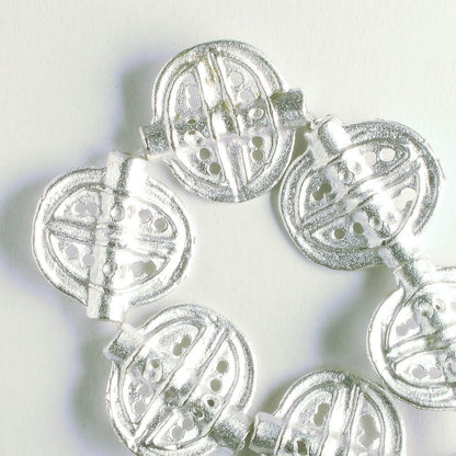 Pewter Beads, Silver Plated - 8" Strand